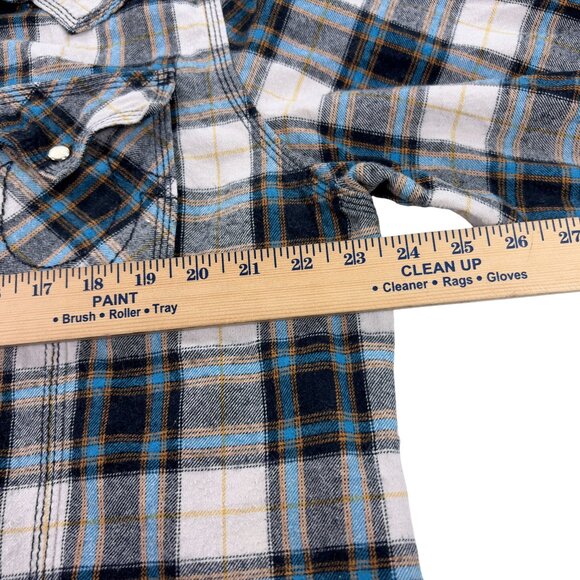 True Religion Western Pearl Snap Flannel Shirt Mens XXXL SLIM FIT Plaid - Picture 5 of 7